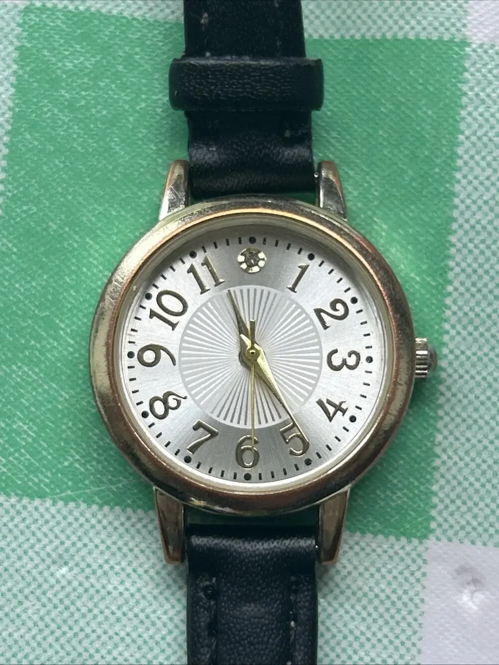 Gold Tone Black Band Women’s Quartz Watch
